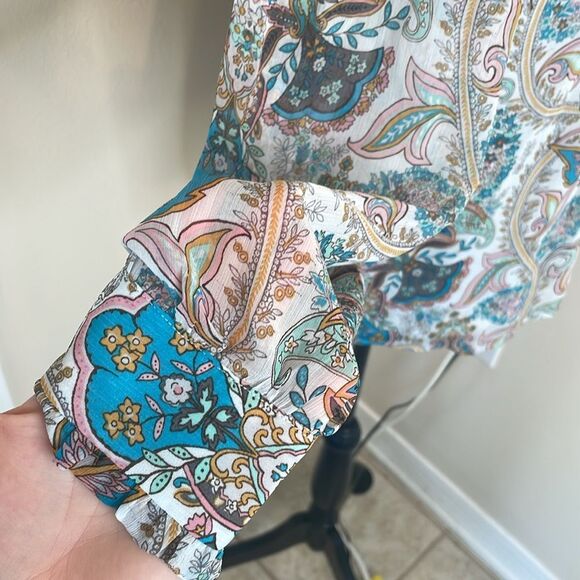 Loft blue paisley long sleeve top - Picture 5 of 9